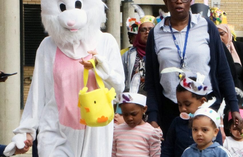 Easter bunny at New City College