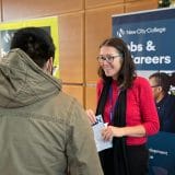 New City College was one of the main exhibitors at a Jobs Fair in Canary Wharf where over 500 people from across London and Essex visited to find out about career opportunities.