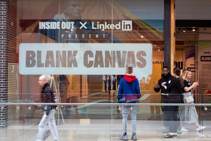New City College student Mariah inspired by fashion pop-up in Westfield, Stratford run by Inside Out and LinkedIn called Blank Canvas.