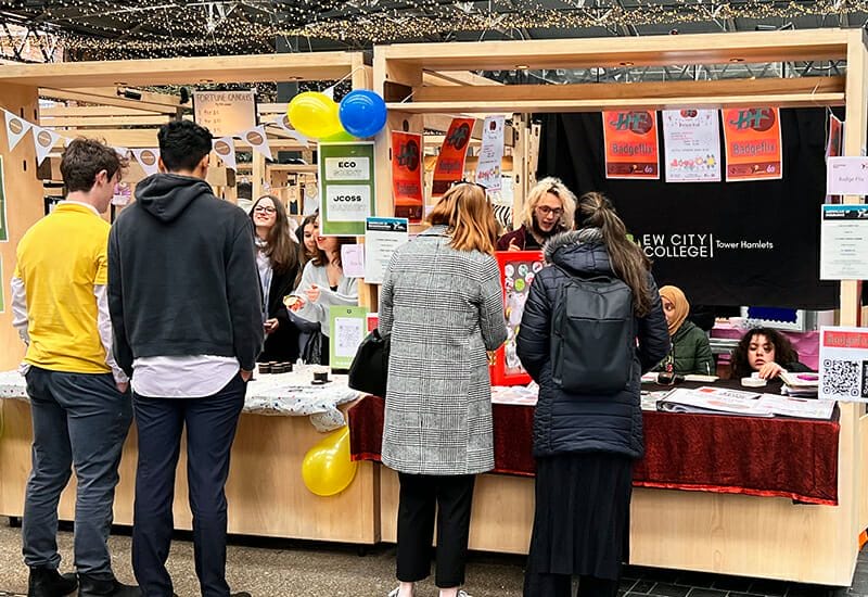 Students studying Creative Industries at New City College Tower Hamlets won an award in the Young Enterprise Programme Regional Trade Fair 2023 held at Spitalfields Market.