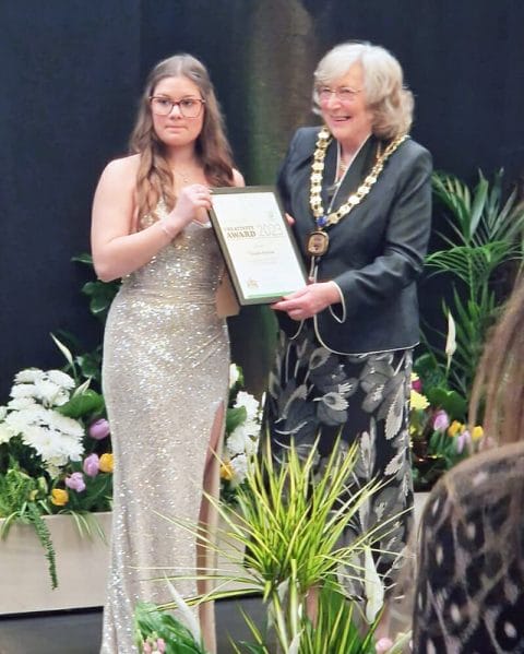 Philippa Anderson, who is studying Art, Design and Media at New City College, was presented with the Civic Award for Creativity at the Epping Forest District Council awards night.