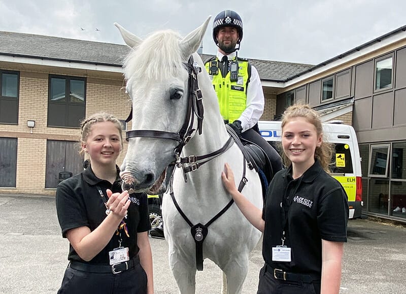 Coronation horse visits college during police visibility display