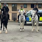 Havering Sixth Form students spoke to police officers, tried equipment and met police dogs and a horse who was in the Coronation procession for King Charles at a Met Police visit
