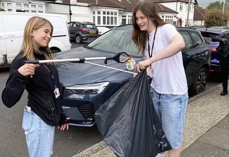 Students and staff from New City College Havering Sixth Form took part in a litter-pick to help clean up the local area around the Wingletye Lane, Hornchurch campus.