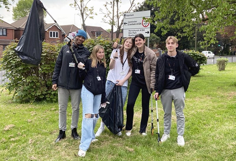 Students and staff from New City College Havering Sixth Form took part in a litter-pick to help clean up the local area around the Wingletye Lane, Hornchurch campus.